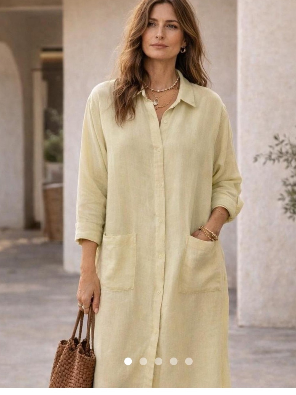 Jones New York Pale Yellow Linen Shirt Jacket